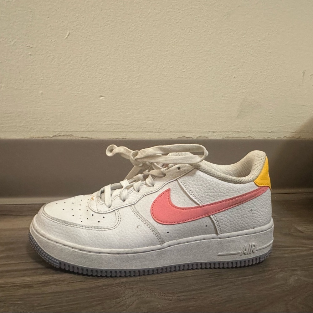 Nike White Sneakers with Pink and Yellow & Purple Accents